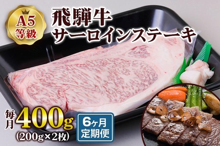 [6ヶ月定期便][A5等級] 飛騨牛サーロイン ステーキ 400g(200g×2枚) [0865] ステーキ トキノ屋食品