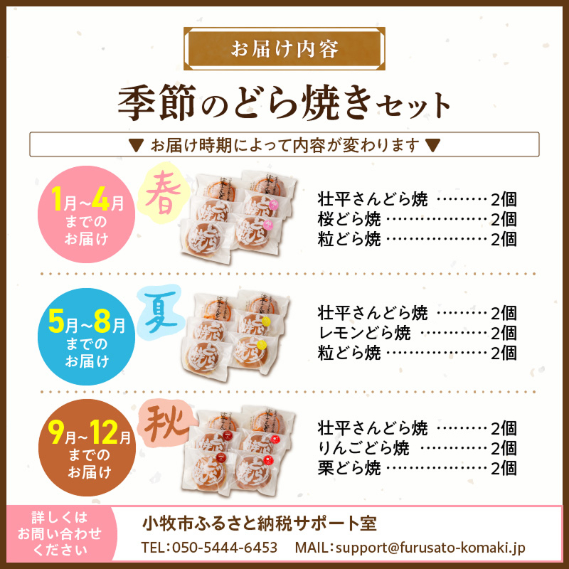 どら焼き　季節のセット ［009B14］ 和菓子 スイーツ デザート お取り寄せ 春セット 夏セット 秋セット 桜葉 レモンピール 栗きんとん りんご蜜漬 名古屋コーチン卵 備中白小豆_イメージ5