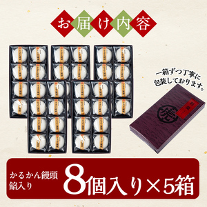 B-134 第14回全国菓子博・高松宮名誉総裁賞受賞！鹿児島の銘菓軽羹饅頭（8個入り×5箱）【徳重製菓とらや】