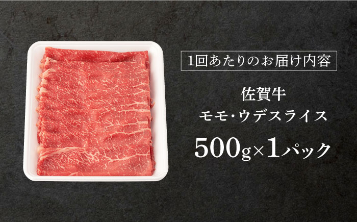 【3回定期便】 佐賀牛 モモ・ウデ スライス 500g (総計 1.5kg)【桑原畜産】 NAB041