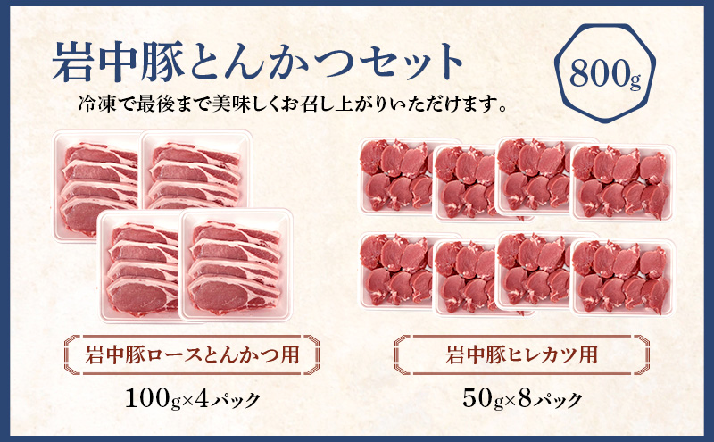 岩中豚とんかつセット (合計約800g)  豚ロース とんかつ用 豚ヒレカツ用 盛岡市 国産 豚肉 お肉 豚ロース ロース 豚ヒレカツ ヒレカツ とんかつ セット
