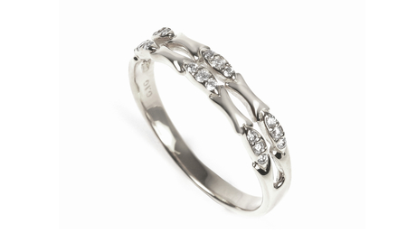 PT900 バンブーダイヤリング　0.10ＣＴ　Ｒ3849DI-P　プラチナ【サイズ：7号～18号（0.5号刻み対応可）】