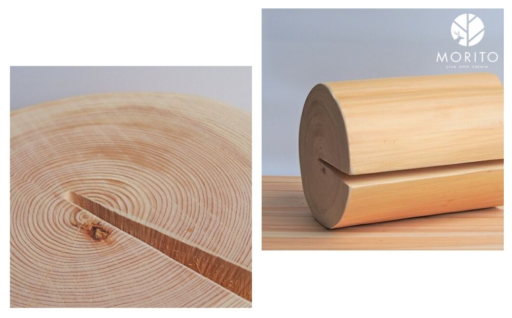 森の丸太スツール＜ヒノキ／磨き丸太仕上げ＞／ スツール オットマン おしゃれ 木製 椅子 サイドテーブル チェア 収納 玄関 天然木 北欧 丸太 インテリア MORITO 森庄銘木産業 奈良県 宇陀市