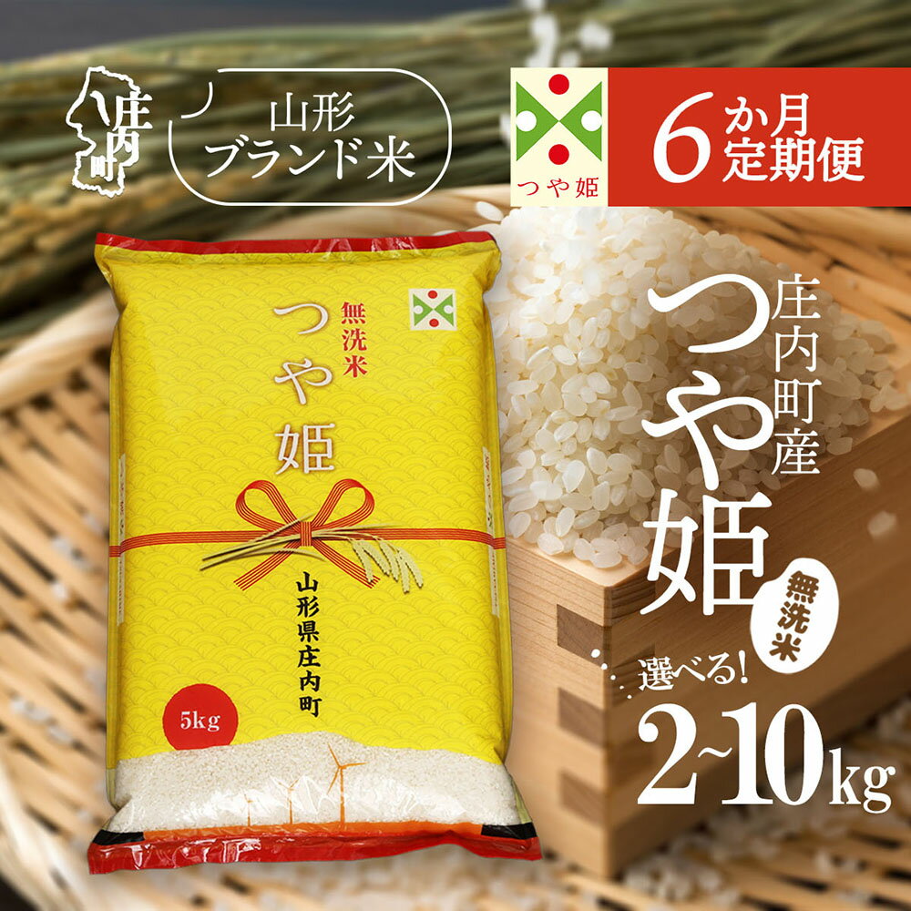【ふるさと納税】＜毎月下旬発送＞庄内米6か月定期便！つや姫無洗米 選べる配送開始月 内容量 2kg / 5kg / 6kg / 10kg ブランド米 2025年産 ふるさと納税 米 定期便 定期 山形県 無洗米 つや姫