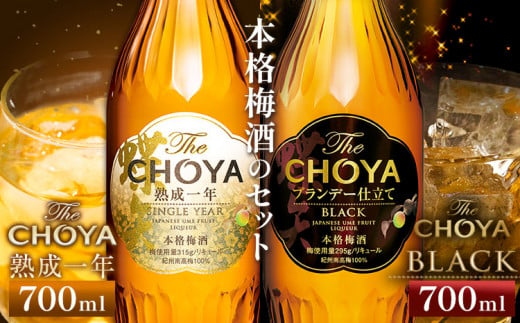 The CHOYA 熟成一年 700ml The CHOYA BLACK 700ml 計2本 セット 飲み比べ 羽曳野商工振興株式会社《60日以内に出荷予定(土日祝除く)》大阪府 羽曳野市 送料無料 梅酒 梅 酒 CHOYA チョーヤ チョーヤ梅酒 お酒 紀州 南高梅