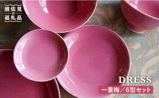 【波佐見焼】一重梅（ひとえうめ）色の波佐見焼 6型セット 小皿 茶碗 小鉢 大皿  食器 皿 【DRESS】 [SD03]