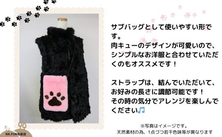 ムートン＆レザー肉球デザインスマホショルダーバック ピンク/ NK.FUR毛皮店 ふるさと納税 高級革 天然素材 ミニバック 旅行 散歩 スマホ 肉球 ポシェット 斜めがけ 軽い 革 携帯 海外旅行 