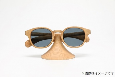 1100-91-01 「FUJI HINOKI MADE eyewear」 ウエリントンモデル サングラス一式 (ケース・スタンド付き)