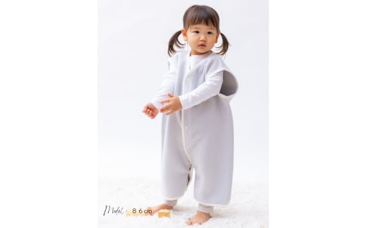 綿毛布スリーパー 2way仕様で暖か(Lサイズ) スカイグレー×ホワイト 毛布の町(泉大津産)｜天然素材 綿100% 速乾 オールシーズン 着る毛布 ベビー服 ベビー用品 ベビーグッズ ベビー ファッション 子供服 赤ちゃん 子供用 sleeper-s [3014]