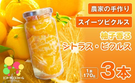 ＜農家の手作り スイーツピクルス！＞柚子香るシトラス・ピクルス(3本) 常温 常温保存 はちみつ 酢 漬物 おかず サイドディッシュ ヘルシー カラフル おつまみ 季節 ギフト 贈答用 【m104-10-B】【エントランスファーム】