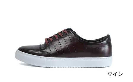 千手染レザースニーカー MO-1901 (カラー：ワイン、サイズ：25.0cm)