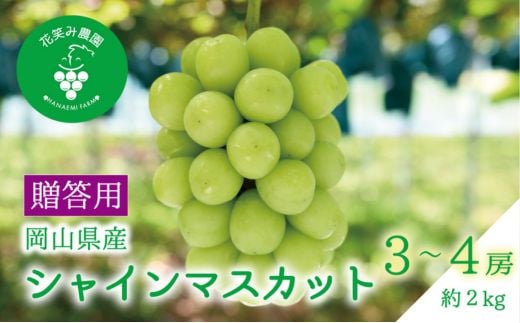 
                  ＜2026年先行受付＞岡山　花笑み農園の『シャインマスカット』贈答用　約2kg(3～4房)　S-2上_シャインマスカット 贈答用 2kg ぶどう ギフト フルーツ 果物 送料無料 岡山県 津山市【1626806】
                