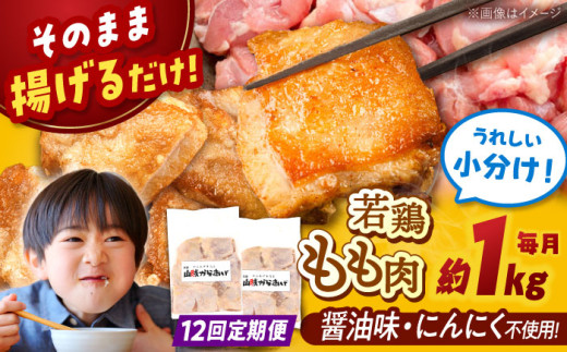 【全12回定期便】山賊からあげ（骨なし）8個入×2袋 約1.1kg ▼ 大容量 からあげ 1kg 冷凍 唐揚げ から揚げ お弁当 おかず 簡単 おすすめ 人気 鶏肉 若鶏 若どり モモ肉 もも肉 冷凍配送 定期便 桂川町/山賊からあげ桂川店 [ADAP012]