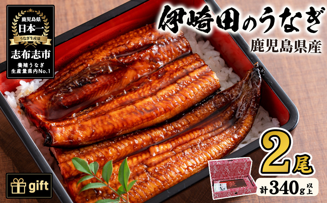
            【ギフト対応】【数量限定】鹿児島県産 伊崎田のうなぎ蒲焼 大＜170g以上＞× 2尾(計340g以上) 鰻 うなぎ ウナギ 蒲焼き 2尾 国産 九州産 鹿児島県産 冷凍 おつまみ 鰻重 うな丼 ギフト 贈答用 プレゼント 化粧箱 b0-183
          