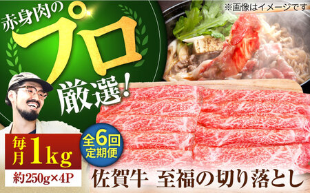 【6回定期便】佐賀牛 至福の切り落とし 1kg（250g×4パック） /牛肉 お肉 肉 しゃぶしゃぶ 鍋 切り落とし 九州 [IAH095]