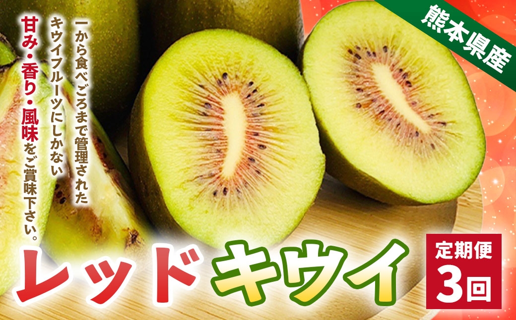 
                  【3ヶ月定期便】 レッドキウイ （各月約1.5kgずつお届け） 【2026年11月下旬～2027年2月上旬まで順次発順次送予定 】 追熟 低温貯蔵 摘果 甘味 果物 くだもの 果実 フルーツ キウイフルーツ レッド キウイ 有機肥料 甘み 香り 風味 果汁 定期 定期便 定期配送
                