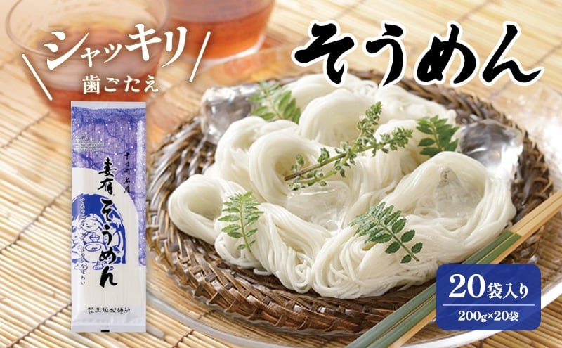
            そうめん200ｇ　20袋入　麺類 乾麺 ギフト お取り寄せ 十日町市
          
