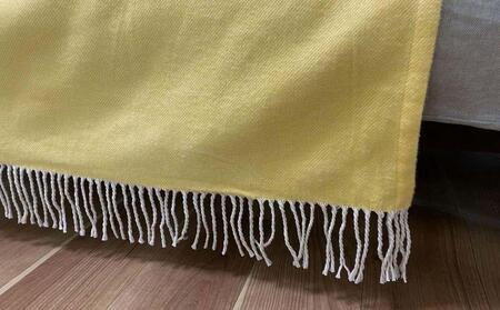 【イエロー】フリンジ付き ブランケット 綿100% NCK-1 YE