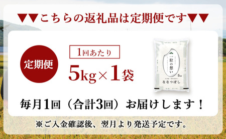 定期便3回 連続 お届け 令和7年産 北海道 赤平産 ななつぼし 5kg 白米 精米 米 北海道 ごはん ご飯 ライス おにぎり 定期便 定期 お楽しみ 3回