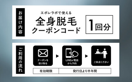 エボレラボ 全身脱毛 1回チケット 脱毛 美容 全身 手ぶら お客様専属 熊本県 菊陽町【エボレジャパン株式会社】[BHBC002]