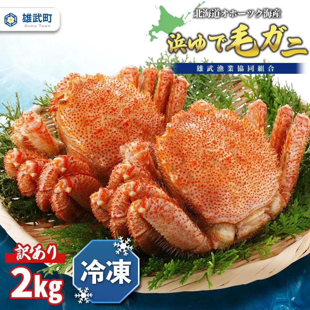 北海道オホーツク海産 訳あり　浜ゆで毛ガニ　2kg（冷凍）【07129】