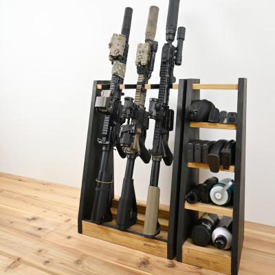 ふるさと納税 横手市 WOOD WORKS ライフルスタンド 3丁掛+マガジンラックセット【本体:ライトブラウン×BW】 |  | 01