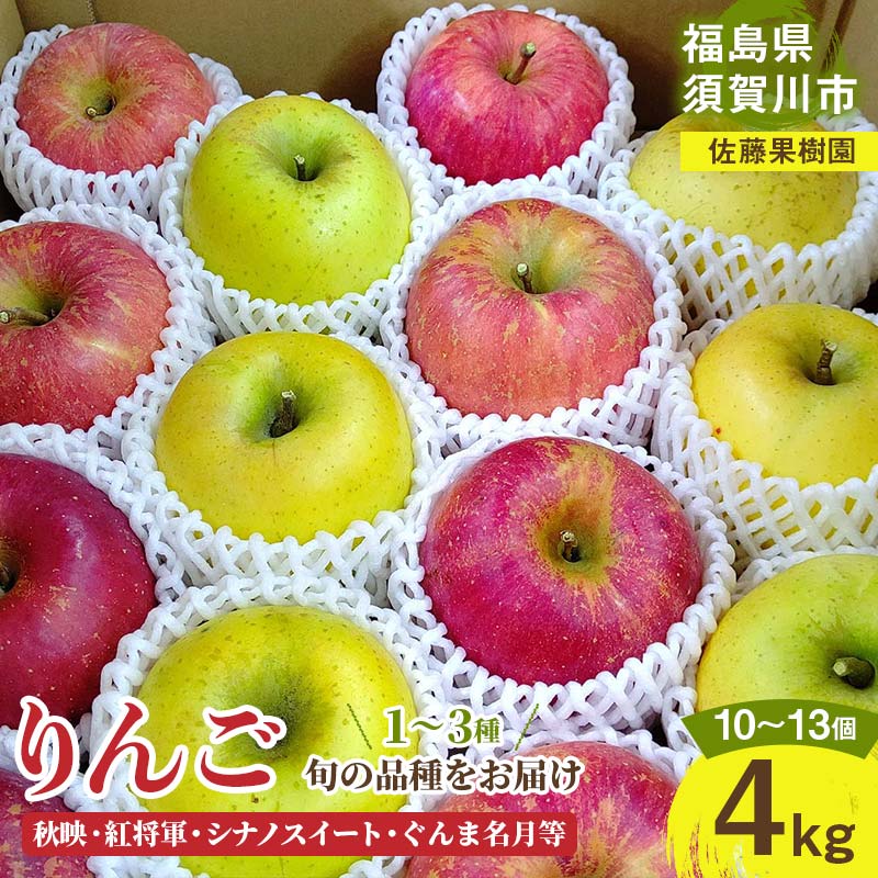 【ふるさと納税】りんご ＜佐藤果樹園＞ 4kg 10〜13個 1〜3種類 F7X-0218