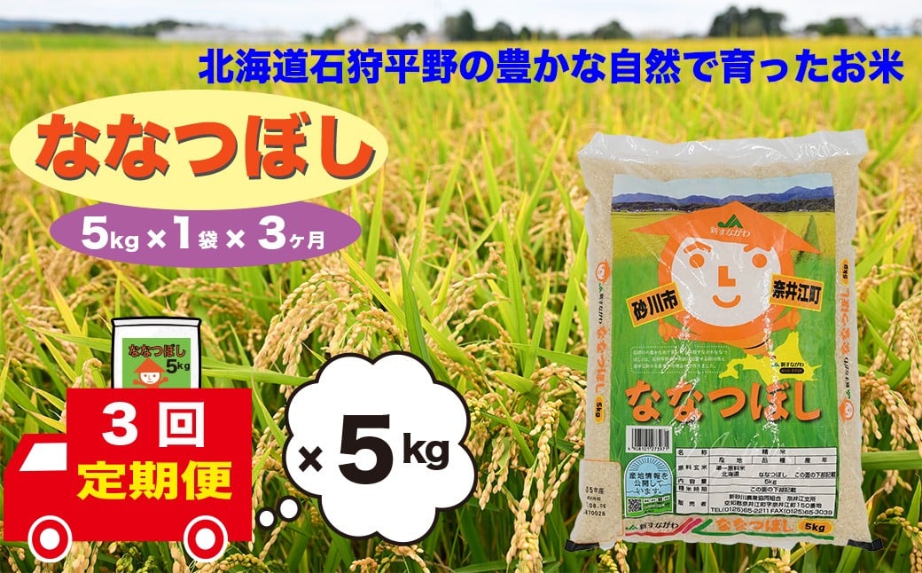 
            【定期便3回】北海道奈井江町　ななつぼし　5kg
          