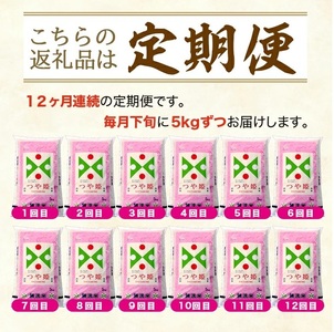 SY0036　【12回定期便】無洗米 特別栽培米つや姫　5kg×12回(計60kg) TO