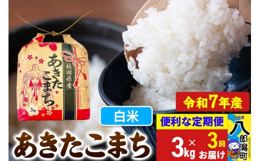 《定期便3ヶ月》 あきたこまち 3kg×1袋【白米】令和7年産 秋田県産 こまちライン [こまちライン あきたこまち ブランド米 お米 白米 精米 米どころ 秋田 秋田県産]