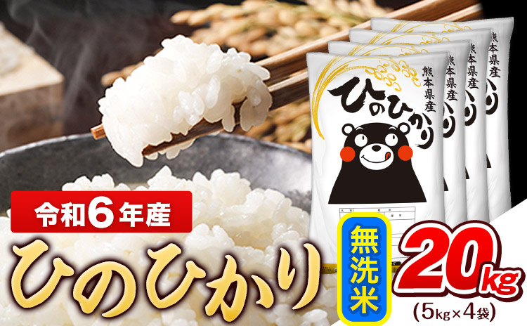 令和6年産 ひのひかり 無洗米 20kg (5kg×4袋)《7-14日以内に出荷予定(土日祝除く)予定》熊本県産 ひの 米 こめ ヒノヒカリ コメ お米 おこめ