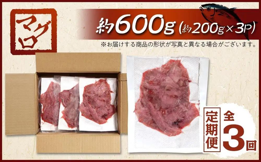 【3回 定期便】長崎県産 本マグロ中落ち 約600g（約200g×3P）