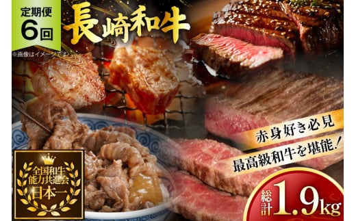 牛肉 長崎和牛 赤身 モモ焼肉 モモスライス ランプステーキ ヒレステーキ もも切り落とし 約2人前 6回 総計1.9kg [黒牛 長崎県 東彼杵町 hs42bag750019] 赤身肉 焼き肉 モモ もも ヒレ ランプ ステーキ 切り落とし