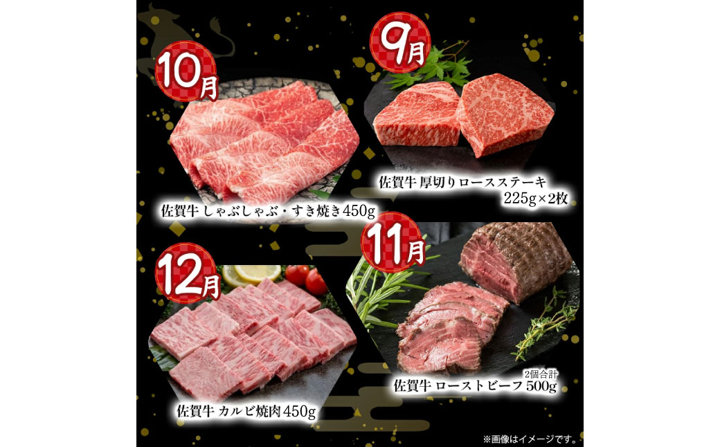 W1x1 佐賀牛 毎月贅沢便 12回コース 定期便 12ヶ月 しゃぶしゃぶ すき焼き ローストビーフ ロースステーキ カルビ焼肉 ハンバーグ モモステーキ ウデブロック ロース カルビ モモ ウデ ス