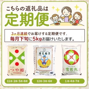 SF0306　【3回定期便】 山形米 3銘柄味比べ 5kg×3回(計15kg) AB