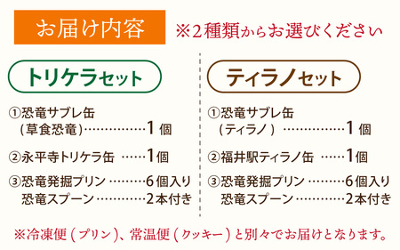 選べる恐竜スイーツ　トリケラセット　冷凍 瓶詰 プリン サブレ缶 おもちゃ 恐竜博物館 ティラノサウルス トリケラトプス スピノサウルス モササウルス 食玩 玩具菓子 きょうりゅう 男の子 プレゼント