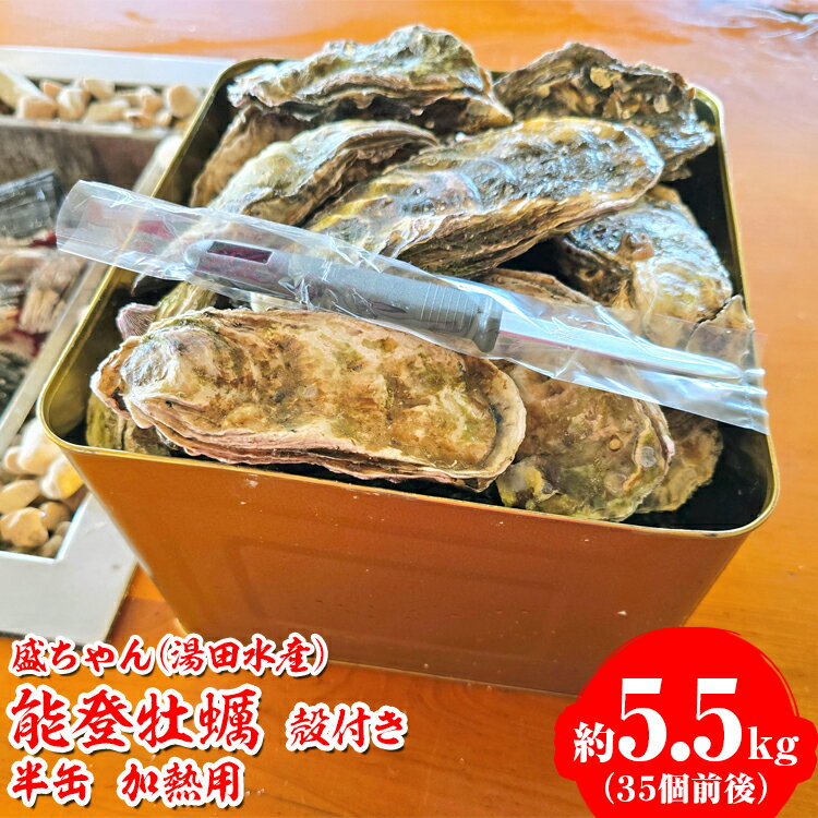 【ふるさと納税】【発送時期が選べる】盛ちゃん（湯田水産） 能登牡蠣 殻付き 半缶（35個前後） 約5.5kg 加熱用 | 牡蠣 魚介 カキフライ カンカン焼き 訳あり 生活応援価格 ご家庭用 石川県 七尾市 能登