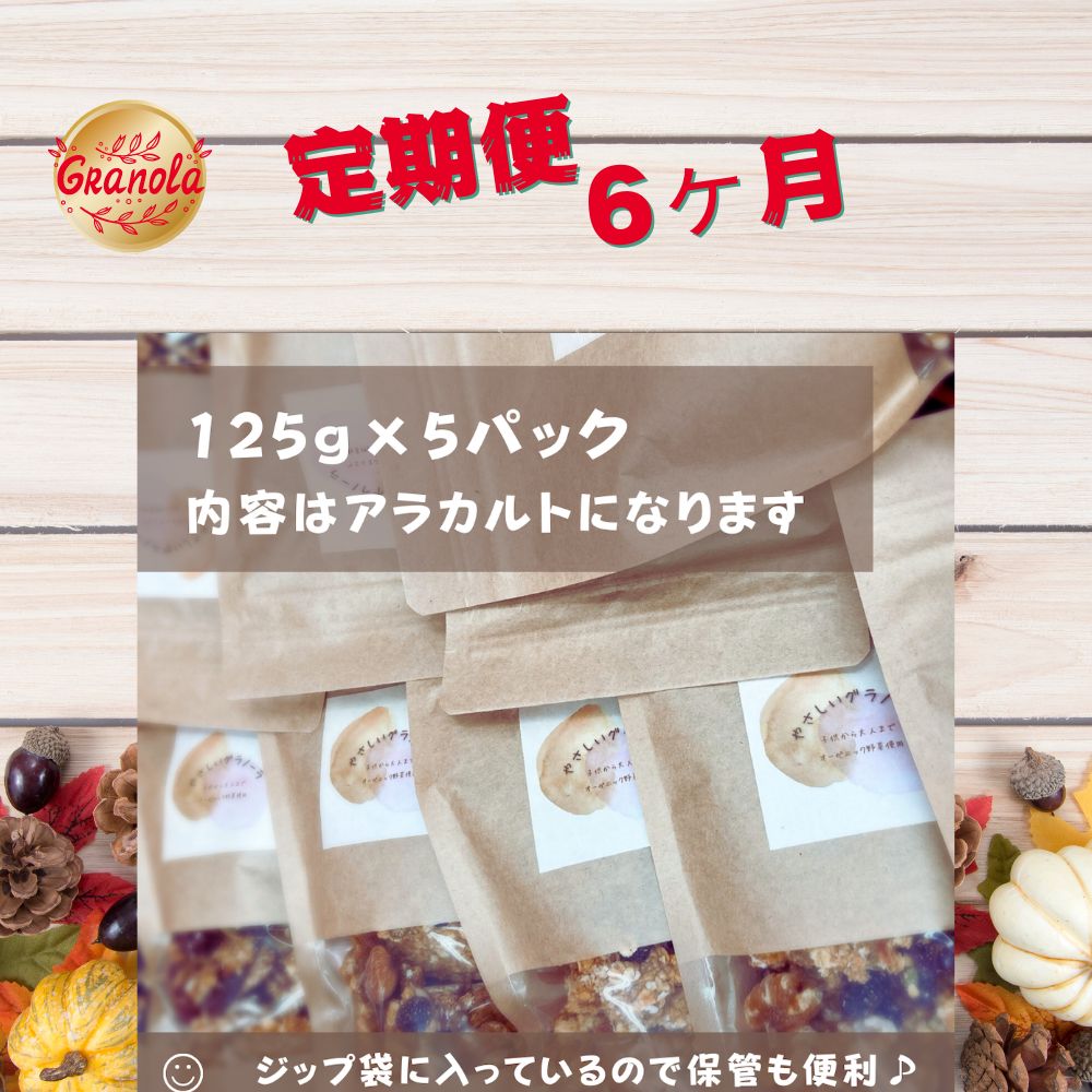 【ふるさと納税】6ヶ月間 旬の味覚の無添加グラノーラ125g×5パック