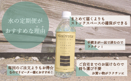 ＜定期便 Gaivota2箱(2L×12本)×6回＞北のハイグレード食品 天然シリカ水 ミネラルウォーター 軟水 北海道産 北海道 乙部町 天然水 美容 ケイ素 無添加 シリカ ガイヴォータ 美肌 ミ