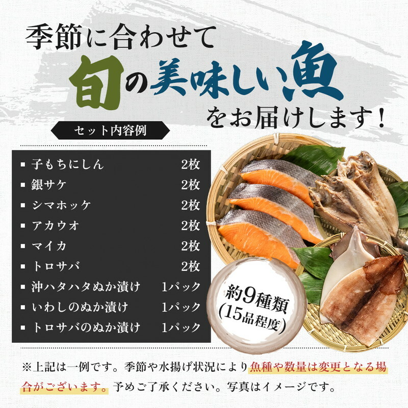 《定期便》12ヶ月連続 干物セット 15品程度(9種類程度)「秋田のうまいものセットC」_イメージ5