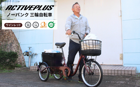 三輪自転車 三輪車 大人用 20インチ ノーパンク パンクしない パンクレス パンクしない 高齢者 シニア カゴ付き 3輪 安定 通院 買い物 免許返納 ギフト プレゼント 人気 安心 安全 ミムゴ アクティブプラス TRE20APNL  福岡県 粕屋町 CC013