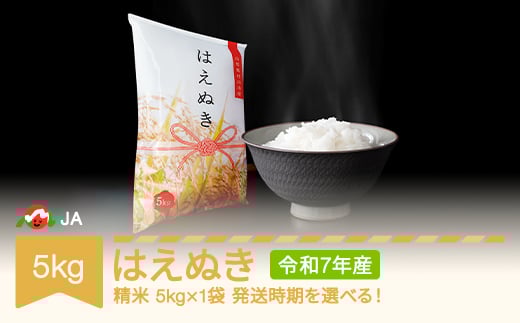 【先行予約】新米 米 5kg はえぬき 精米 令和7年産 2026年3月中旬 ja-haxxa5-s3b