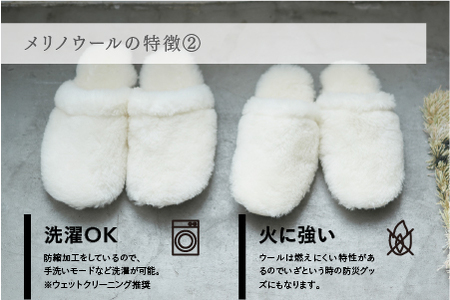 メリノウールの恵みを足元に。ふわふわに包まれる【SERENE】勿体無いから生まれたスリッパ Lサイズ～27cmまで LP-036LIV [4052]