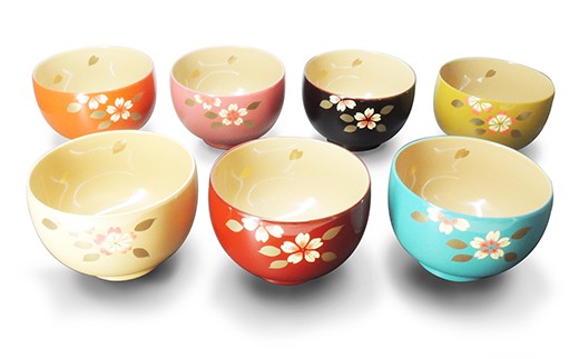 越前漆器★カラフルでおしゃれ『桜カラー汁椀 １客』 溜 [A-00810c]