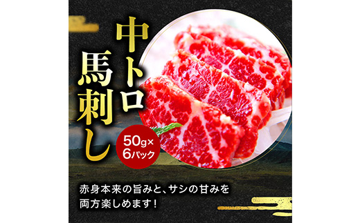 【国産】 熊本 馬刺し 極上の霜降り 食べ比べ セット 計500g ＜ 中トロ 50g×6 / 大トロ 50g×4 ＞ 専用タレ80ml付き 冷凍 小分け パック 058-0684