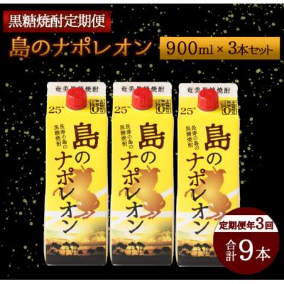 ふるさと納税 天城町 【定期便年3回】黒糖焼酎『島のナポレオン』900ml×3本セット 計9本 パック
