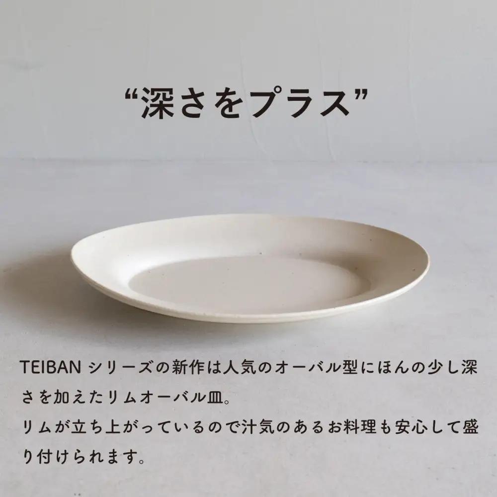 【信楽焼・明山】リムオーバル皿 L（生成り）s18-di19-A7