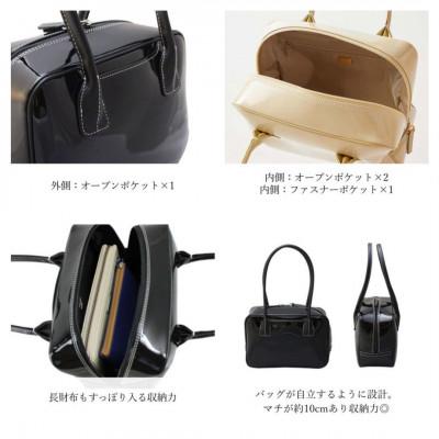 ふるさと納税 御代田町 【濱野皮革工藝】 セレブ ミニボストン(ホワイト×ゴールド金具) |  | 01