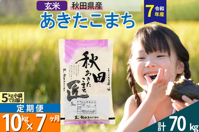 【玄米】＜令和7年産＞ 《定期便7ヶ月》秋田県産 あきたこまち 匠 10kg (5kg×2袋)×7回 10キロ お米 |02_snk-020607s