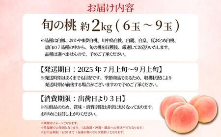 <2025年先行予約>岡山県産 厳選旬の桃 約2kg(6玉~9玉)【037-a001】